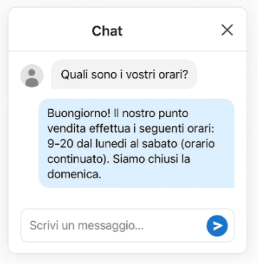 Chat richiesta orari negozio