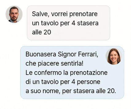 chat prenotazione tavolo ristorante