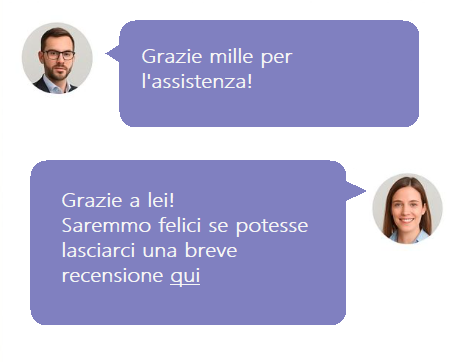 Chat richiesta recensione